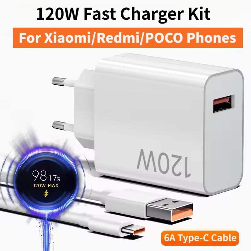 Original 120W Fast Charger Kit Xiaomi/Redmi/POCO Phones TurboCharge HyperCharge…