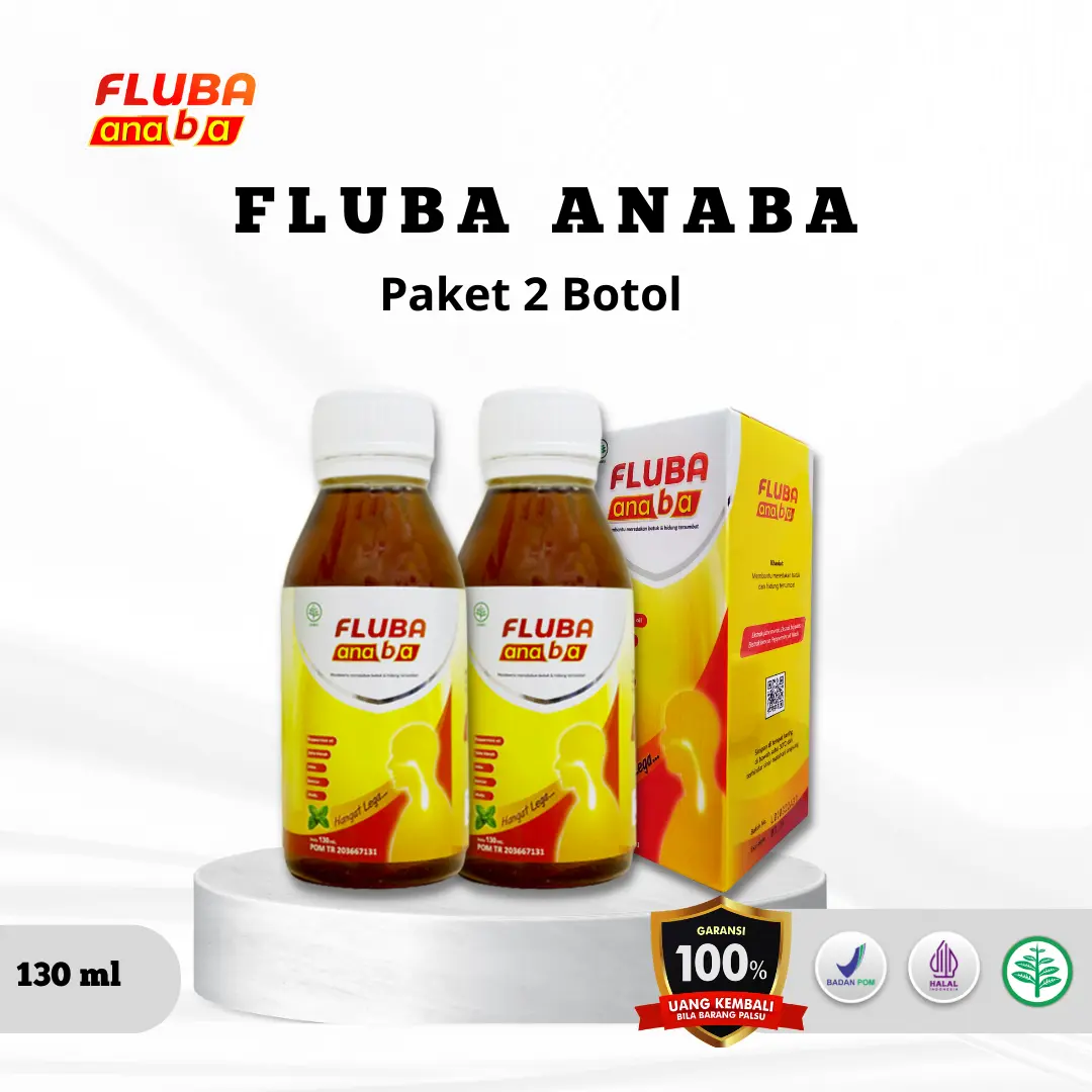 Fluba Anaba Asli Original 130ml Sirup Madu Herbal Ampuh Untuk Batuk Berdahak Pilek Demam Halal & BPOM Untuk Anak & Dewasa - Paket 2 Box
