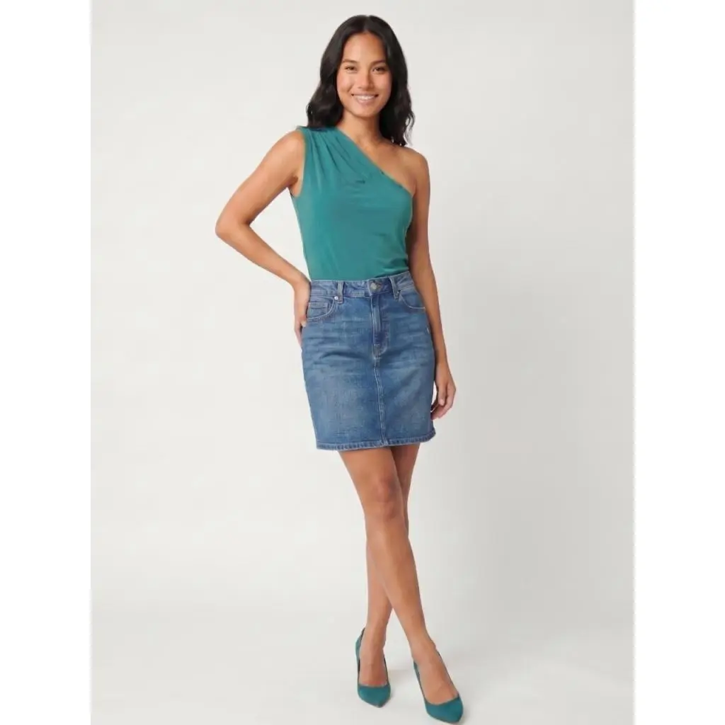 Atasan Wanita Womens Asymmetrical Neck Sleeveless Blouse - 2477