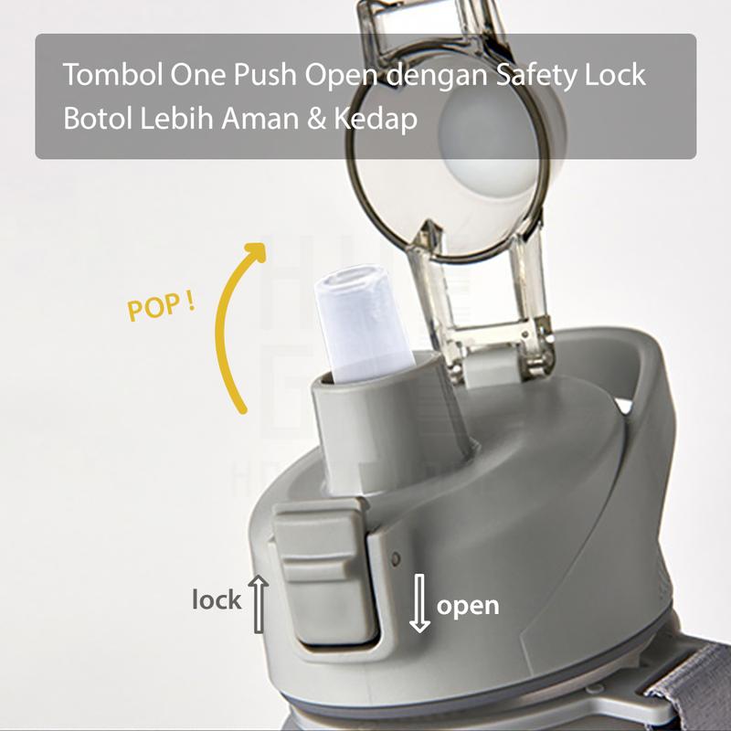 BISA COD Botol Minum 1 Liter Tutup Flip Botol Air Motivasi 1000ml Premium Anti Bocor BPA FREE  Bottles 3