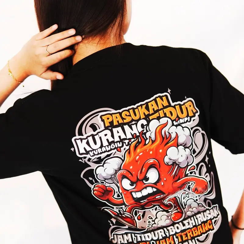 Kaos Pasukan Kurang Tidur Vol 2  Kaos Kata Kata Unisex Cotton Combed 24s Sablon DTF Size S sd XXXL by Markaskaos.id 2