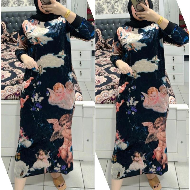 Gamis bludru velvet ukuran standar dan jumbo Mewah termurah Dress Wanita 4