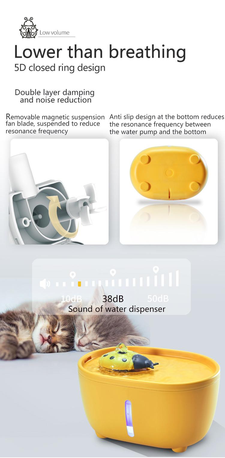 Product Introduction of Máy lọc nước cho thú cưng hình bọ cánh cứng-Màu cam vàng, Đài phun nước cho thú cưng cho mèo và chó, Dung tích 2L, Chống cháy khô, Tự động tắt nguồn, Đài phun nước cho mèo, Đài phun nước cho chó 10