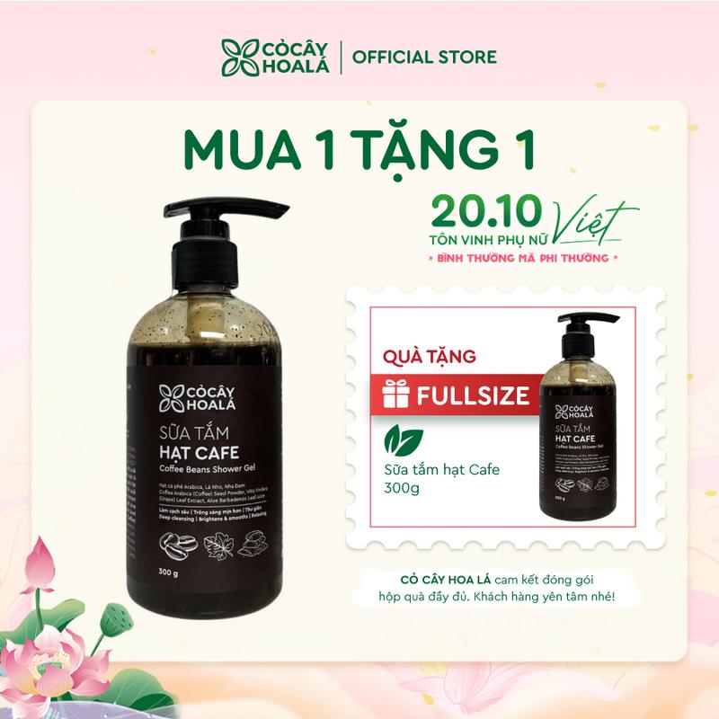 [MUA 1 TẶNG 1 FULLSIZE] Sữa Tắm Hạt Cà Phê Cỏ Cây Hoa Lá 300g - Sạch Sâu, Sáng Mịn, Tẩy Tế Bào Chết