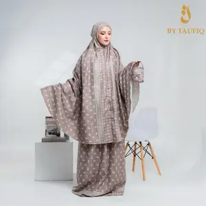 BY TAUFIQ - Mukena Jenna Monogram Series | Mukena Travel 2in1 Resleting Dagu Katun Premium Motif | Mukena Mini Pouch Daily Motif Muslim Dewasa Panjang Nyaman