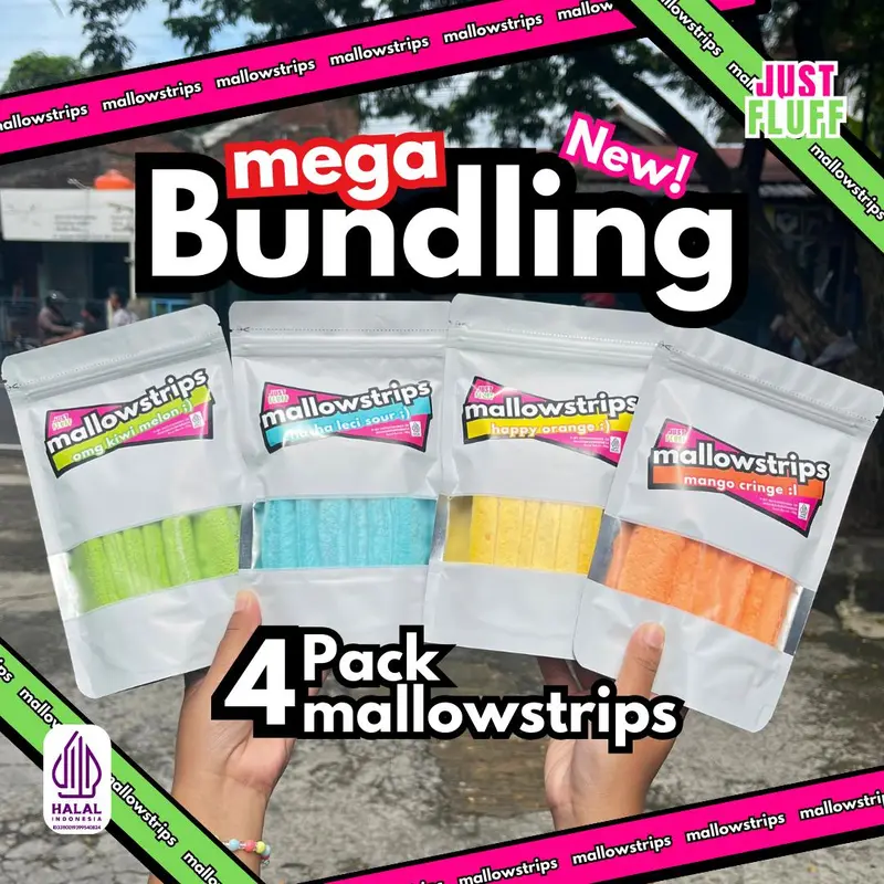 4 PACK MALLOWSTRIPS [HALAL] JUSTFLUFF MARSHMALLOW [4 PACK] 0