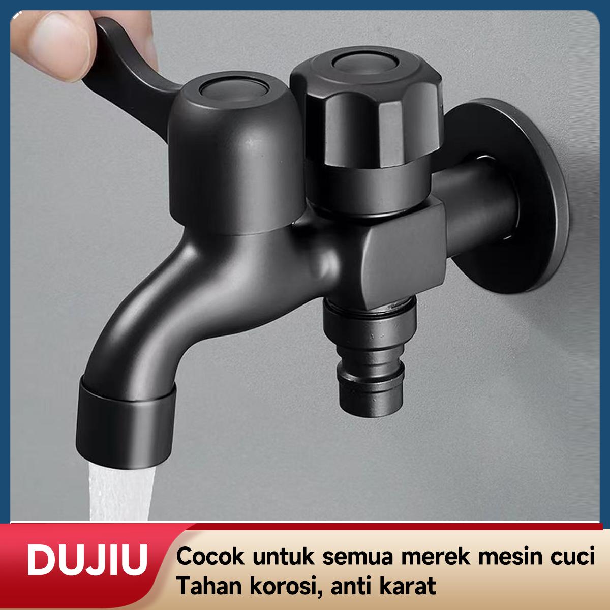 Keran Dapur & Mesin Cuci Multifungsi Hitam DUJIU – Keran Air Dingin Tahan Karat Premium, Cocok untuk Taman/Ruang Cuci, Termasuk Katup Penghenti Dinding, Desain Modern Mudah Dipasang, Ideal untuk Rumah & Kamar Mandi.