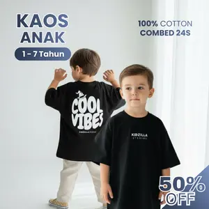 [KIDZILLA] Baju Kaos Anak Bahan Katun 24s Premium Adem - Kaos Distro Anak Oversize Kidzilla Size 1-7th CoolVIBES