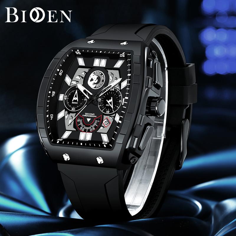 【003Harga telah diganti, cepat beli】BIDEN Jam Tangan Pria Anti Air Olahraga Multifungsi Tali Silikon Pria Jam Tangan Cowok Original YNR028 2