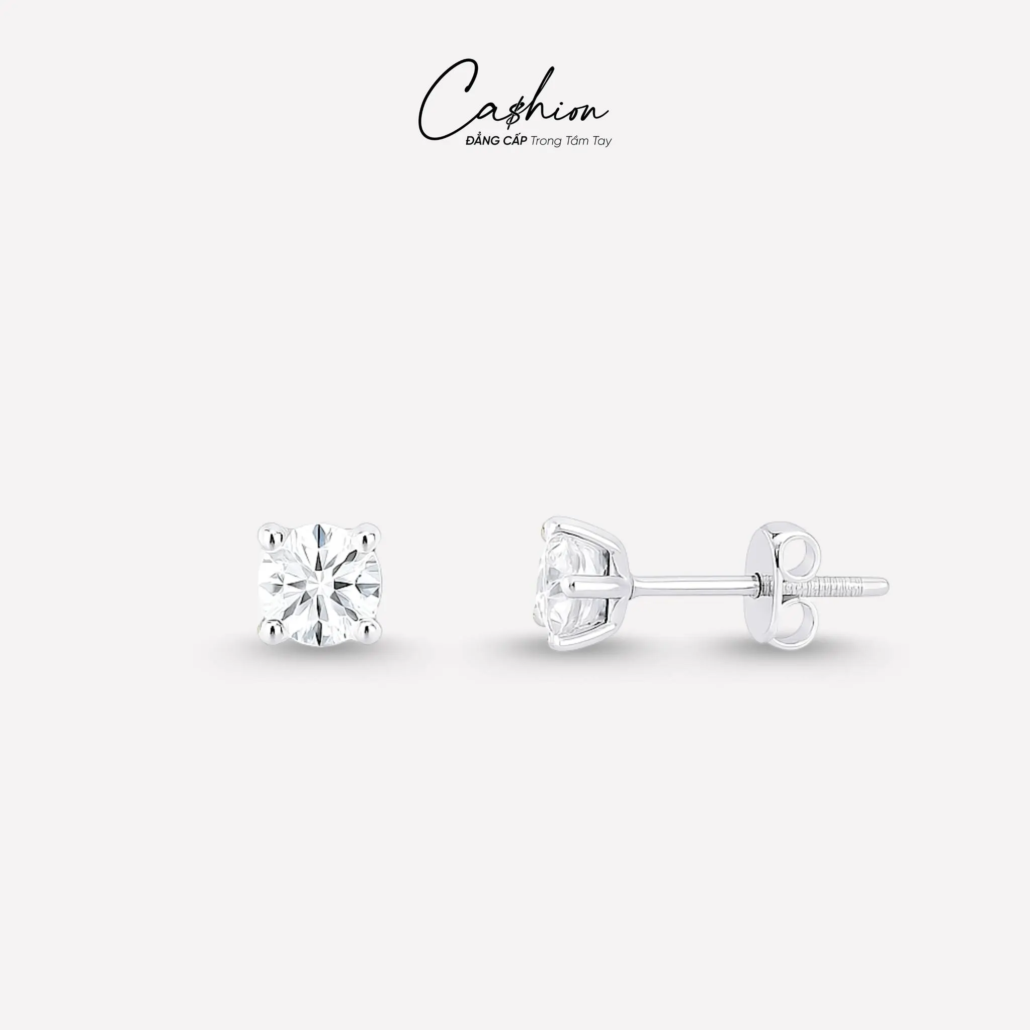 Bông tai nụ Kim cương tự nhiên 2.7 Ly - Phong cách đơn giản - HLV 416 | Cashion