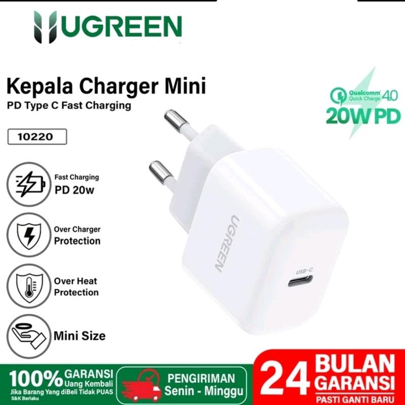 UGREEN CHARGER MINI IPHONE 14 13 12 11 8 X XR XS PRO MAX PD 20W+Kabel MFi 1