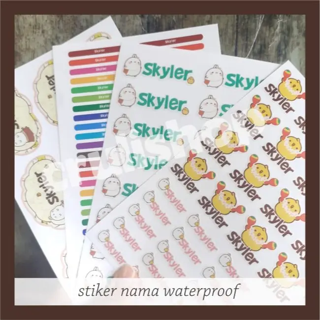 Stiker Nama Waterproof Molang 1