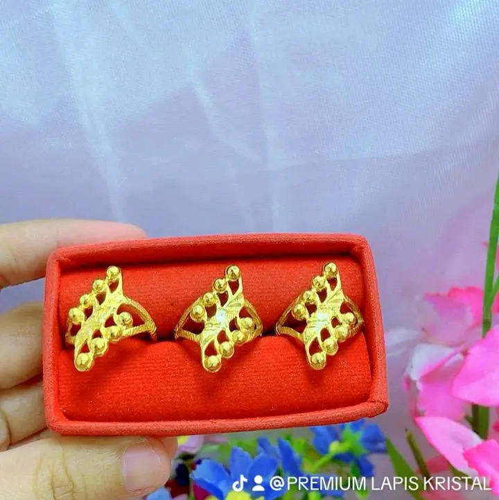 Perhiasan Cincin Emas Sepuh 24k Lapis Kristal - PREMIUM LAPIS KRISTAL -