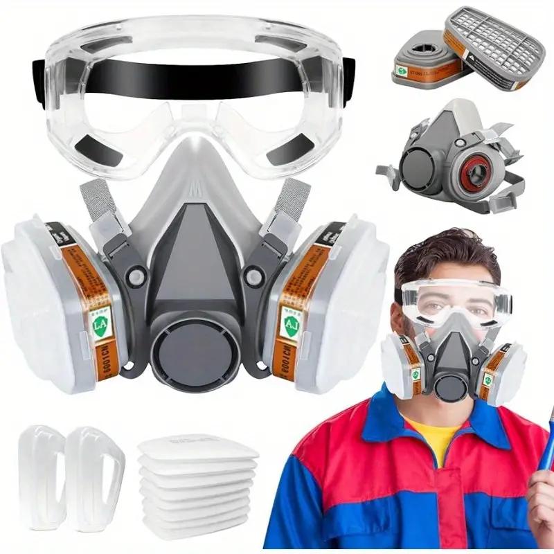 Gas mask Reusable Half Face Cover Set with Safety Goggles an - TikTok ...