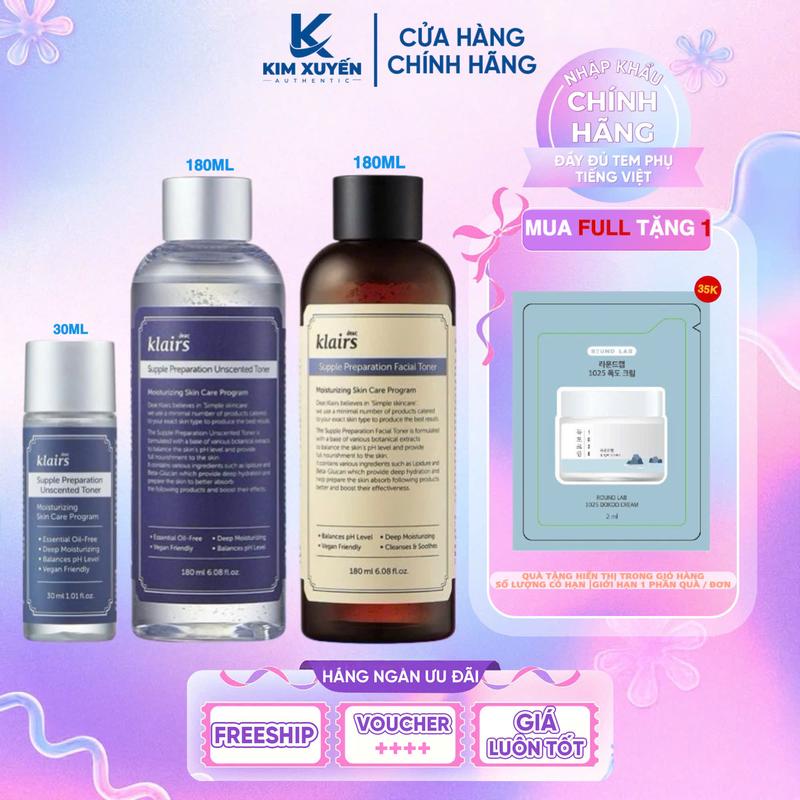  Toner dưỡng ẩm Dear Klairs Không mùi Có mùi 30ml 180ml 