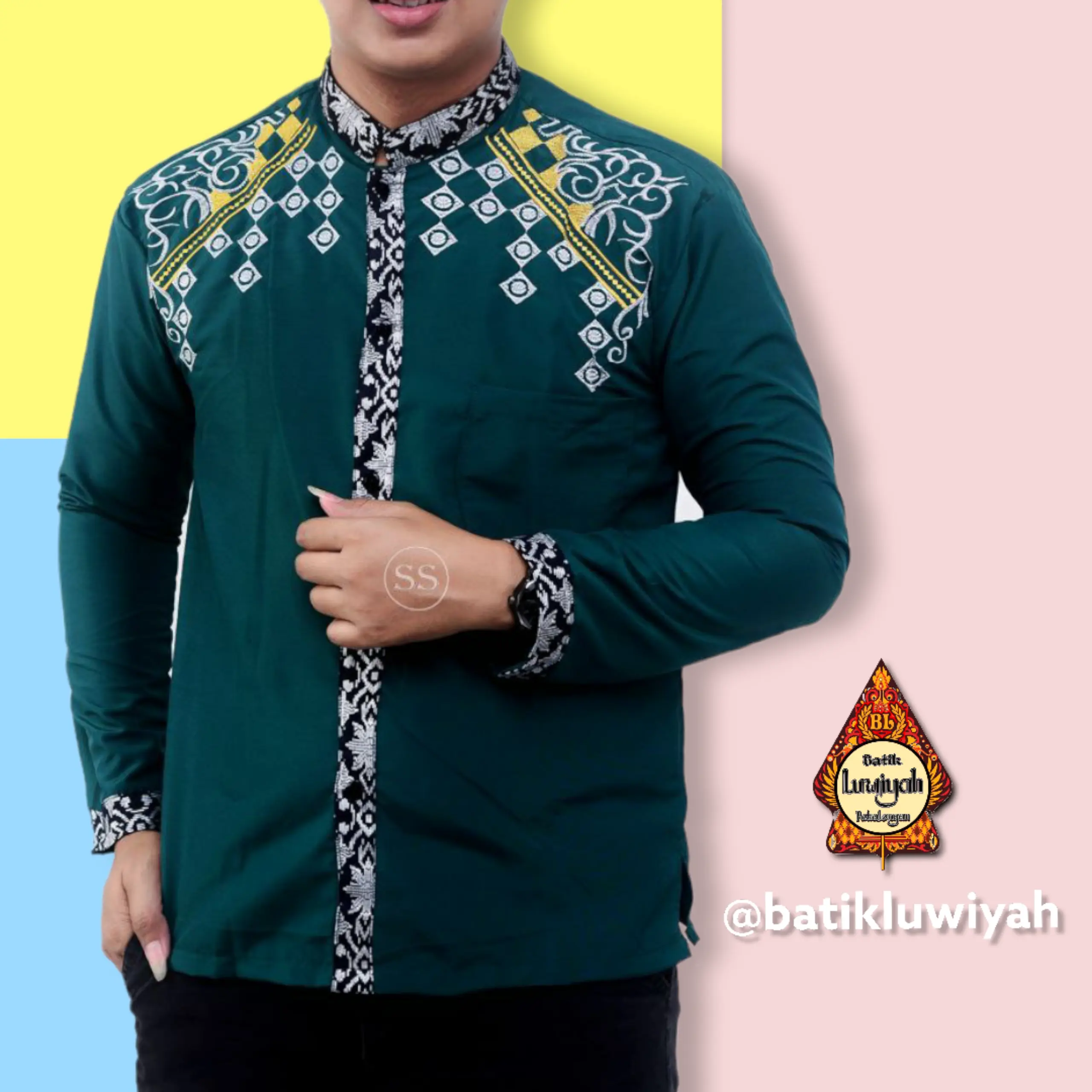 BAJU KOKO MUSLIM PRIA TERBARU 2022 MOTIF BORDIR LENGAN PANJANG Hitam Navy Putih Bahan Katun Lembut Dan Nyaman