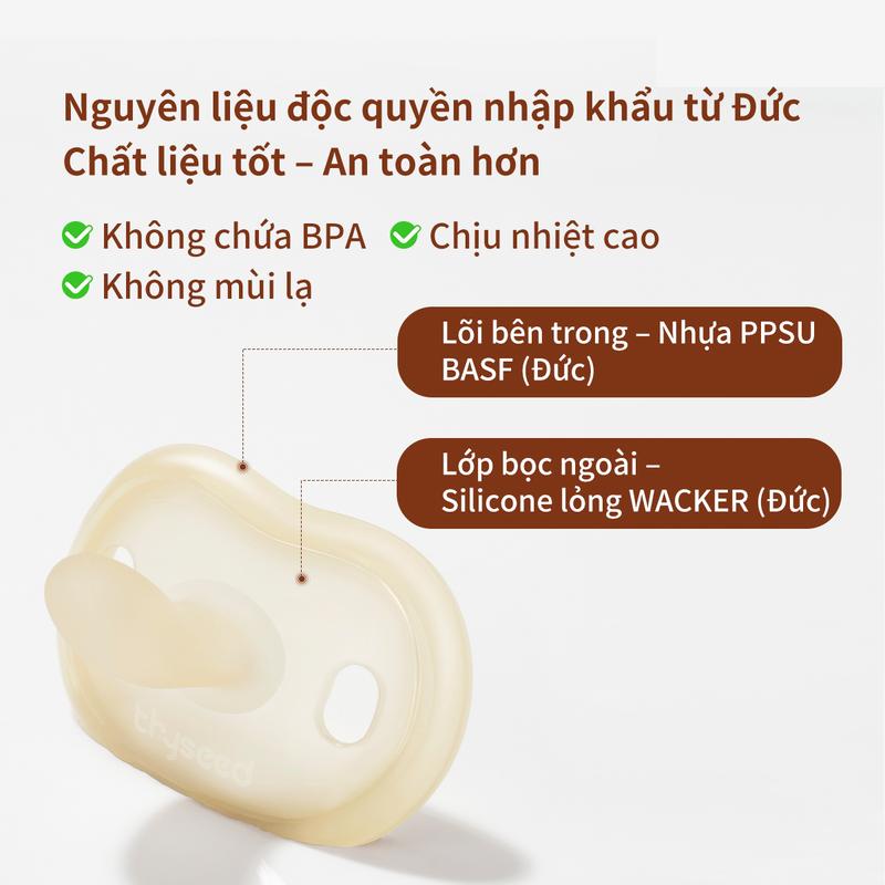Ti giả Thyseed Air cao cấp siêu mềm siêu nhẹ cho trẻ sơ sinh ti ngậm Silicon nguyên khối núm ti cho bé
