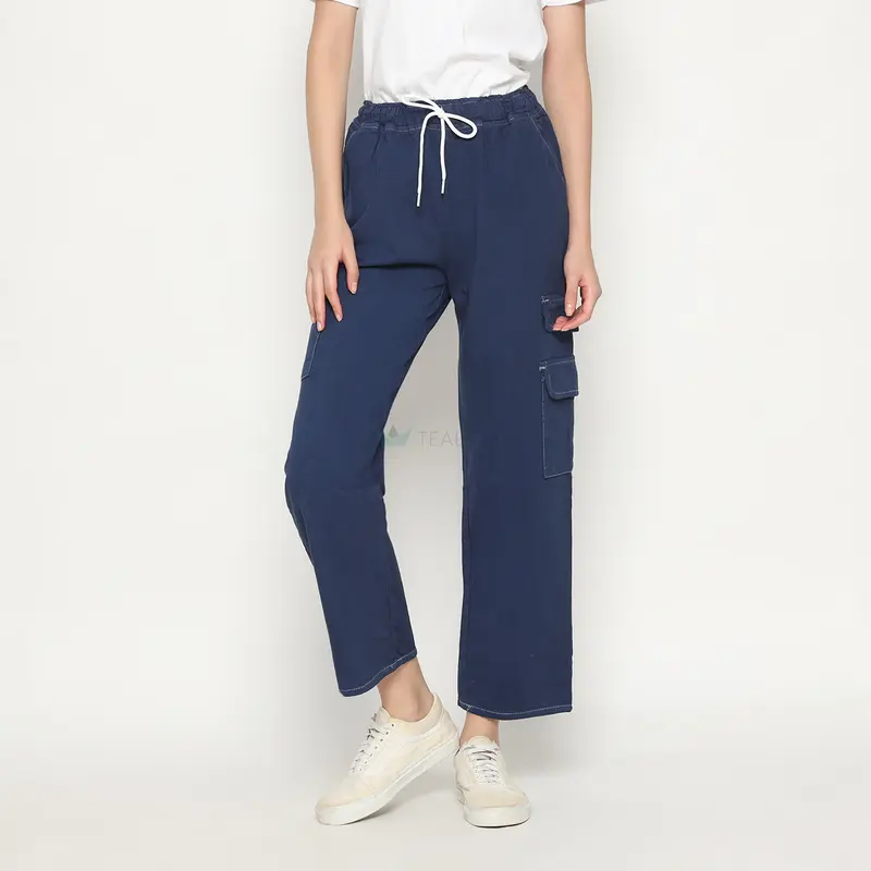 TEAL.GO Celana Panjang Cargo Tali Pinggang karet Non Stretch 2