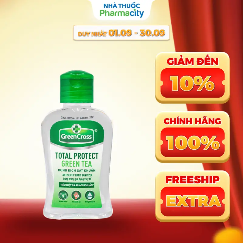 Nước rửa tay khô Green Cross hương trà xanh (100ml)