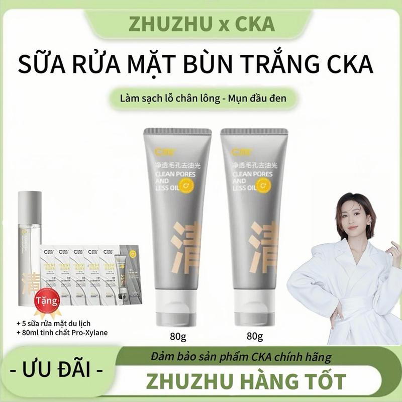 【ZhuZhu độc quyền CKA amino hai ống sữa rửa mặt kiềm dầu làm sạch lỗ chân lông dưỡng ẩm 2 chai tổng cộng 160g,Tẩy Trang làm đẹp dadưỡng da body [Quà tặng miễn phí] Xịt dưỡng ẩm * 1 + Sữa rửa mặt dùng thử * 5