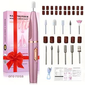 Kit eléctrico todo en uno para torno de uñas: pulidora y taladro recargables y portátiles, brocas y bandas de lijado; herramienta profesional de manicura para uso doméstico y en salón de belleza #TOP PICKS