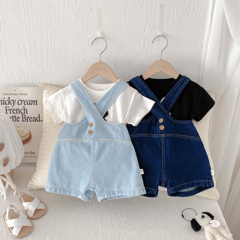 Áo Liền Quần Yếm Denim Cho Em Bé Phong Cách Hàn Quốc, Unisex, Thích Hợp Cho Bé Trai Và Bé Gái, Có Dây Đeo, 3-36 Tháng