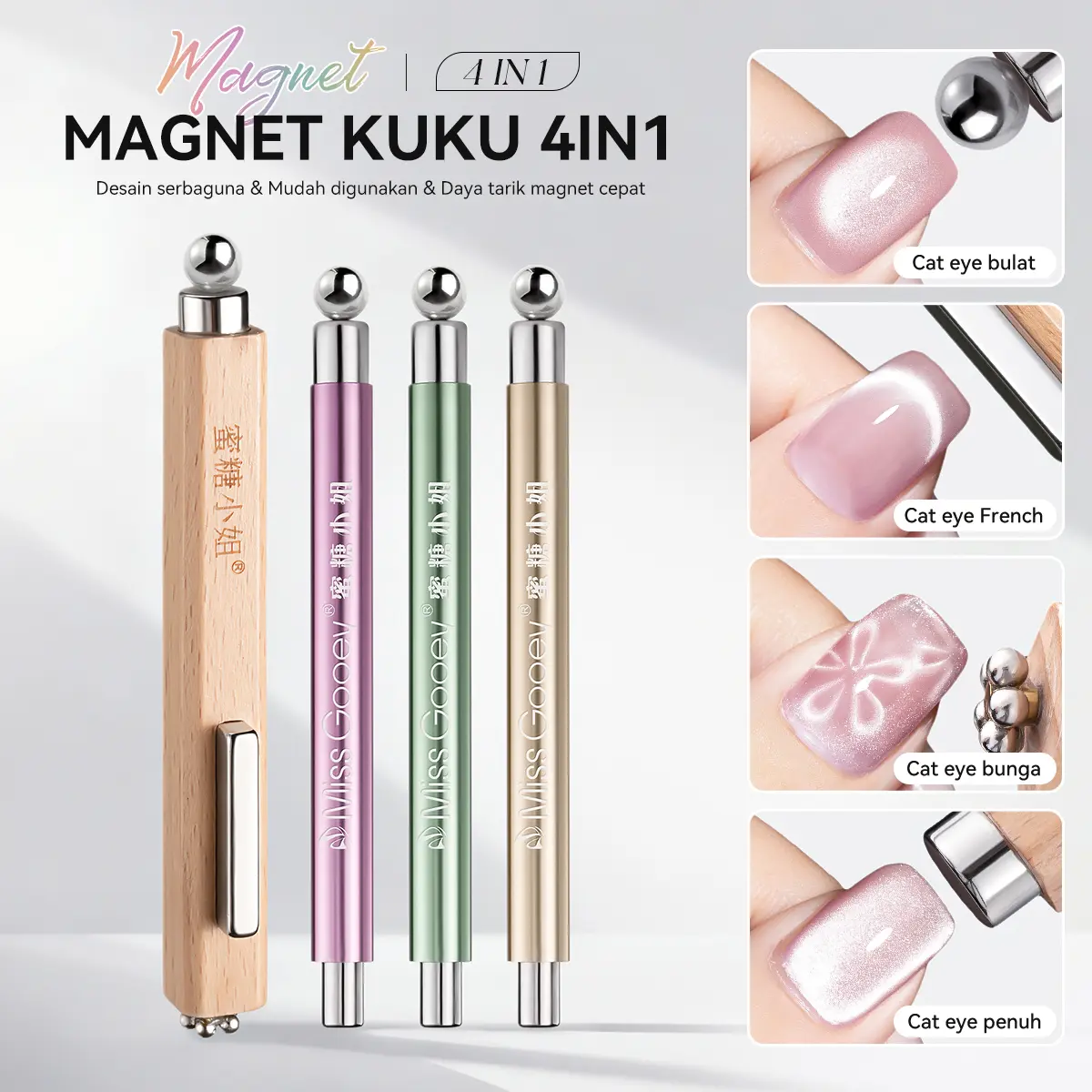 Magnet Cat Eye Miss Gooey 4in1 Jumbo Kuat Banget 2026 Tebal Super Strong Multi Gaya Tajam Salon Pro Viral