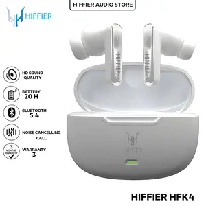 Hiffier TWS HFK4 HIFI Noise Cancellation Super Bass Earphone Bluetooth 5.4 Chip Kualitas Suara Menakjubkan Koneksi Stabil Kontrol Sentuh Cerdas Kompatibel dengan Windows iOS Android
