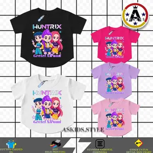 Bluestart Kaos Croptop Oval Anak Perempuan/Cewe Motif KPOP Terbaru Usia 3-12 Tahun