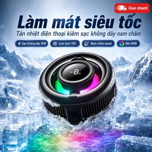 Quạt Tản Nhiệt Điện Thoại Từ Tính Sạc Không Dây Mẫu Mới 2026, Làm Mát Bán Dẫn, Đèn RGB Phong Cách Gaming, Hoạt Động Ít Ồn, Phù Hợp Chơi Game, Livestream, Xem Phim Và Làm Việc