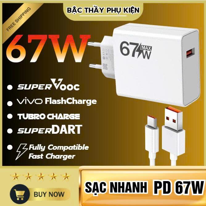 Bộ sạc USB 67W cho Xiaomi Redmi vivo oppo cáp dữ liệu sạc nhanh USB-Type C dài 1m 2m phụ kiện sạc điện thoại di động