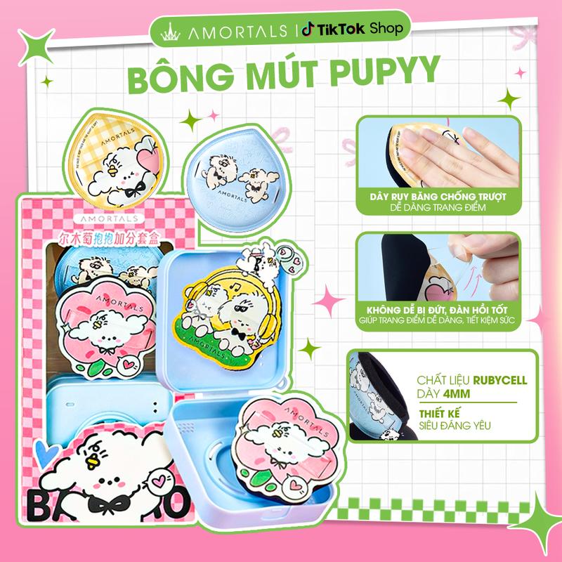 《Amortals.Vietnam》Mút tán kem nền AMORTALS hình Puppy chính hãng mềm mại dễ tán nền mút tán cao cấp