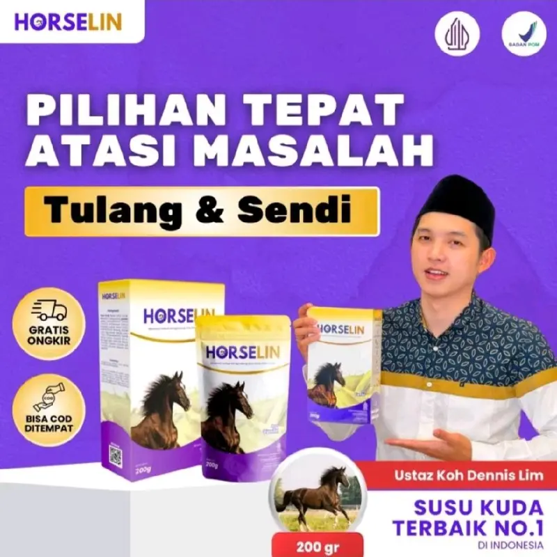 Susu Kuda Horselin 200 Gram Kuatkan Tulang Lansia Nutrisi Tinggi Kalsium Untuk Nyeri Sendi & Asam Urat Alami Milk Dairy 0