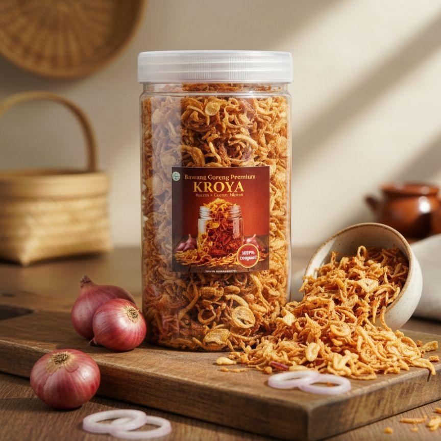 Bawang Goreng Premium KROYA. ORIGINAL 100% Original - Bawang Goreng Terbaik untuk menambah citarasa Masakan dengan Rasa yang Lezat dan Aroma yang Harum Khas BAWANG GORENG