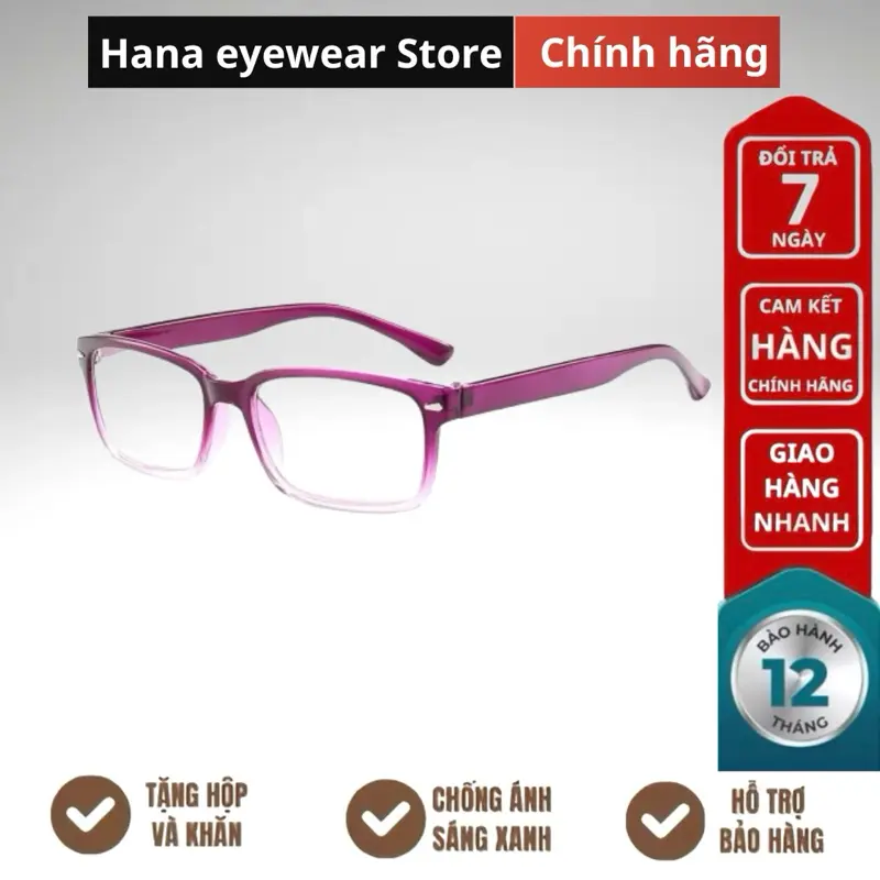 Kính lão thị, viễn thị, Kính đọc sách, kính thời trang nữ màu tím hỗ trợ nhìn gần xem điện thoại sách báo