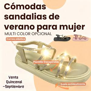 TOPSHARK Sandalias de verano para mujer, estilo gladiador, planas, cómodas, antideslizantes, informales, para playa, para mujer
