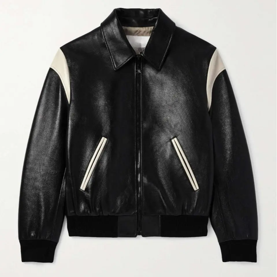 jaket varsity/jaket semi kulit/jaket kulit sintetis pria keren Hitam Nyaman Blazer