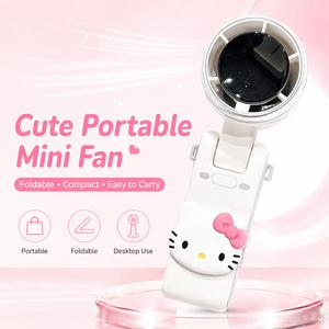 Quạt cầm tay mini Hello Kitty, yên tĩnh, sạc USB, gấp gọn, treo cổ, dễ mang theo, dùng ngoài trời làm mát, trên bàn làm việc, trang điểm, ký túc xá, văn phòng, du lịch, quà tặng mùa hè, dễ thương, tiện mang theo hằng ngày.