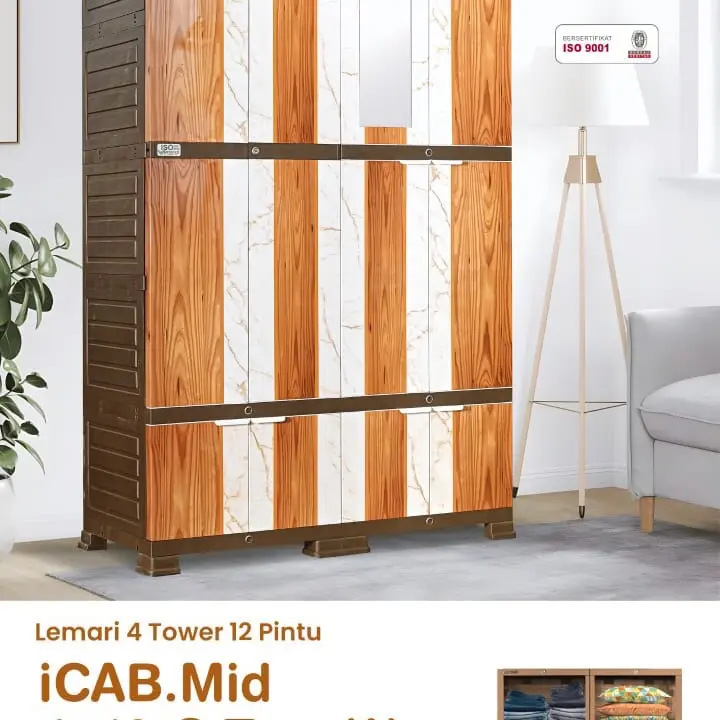 LEMARI PAKAIAN PLASTIK NAPOLLY iCAB.Mid 4512 C CERMIN