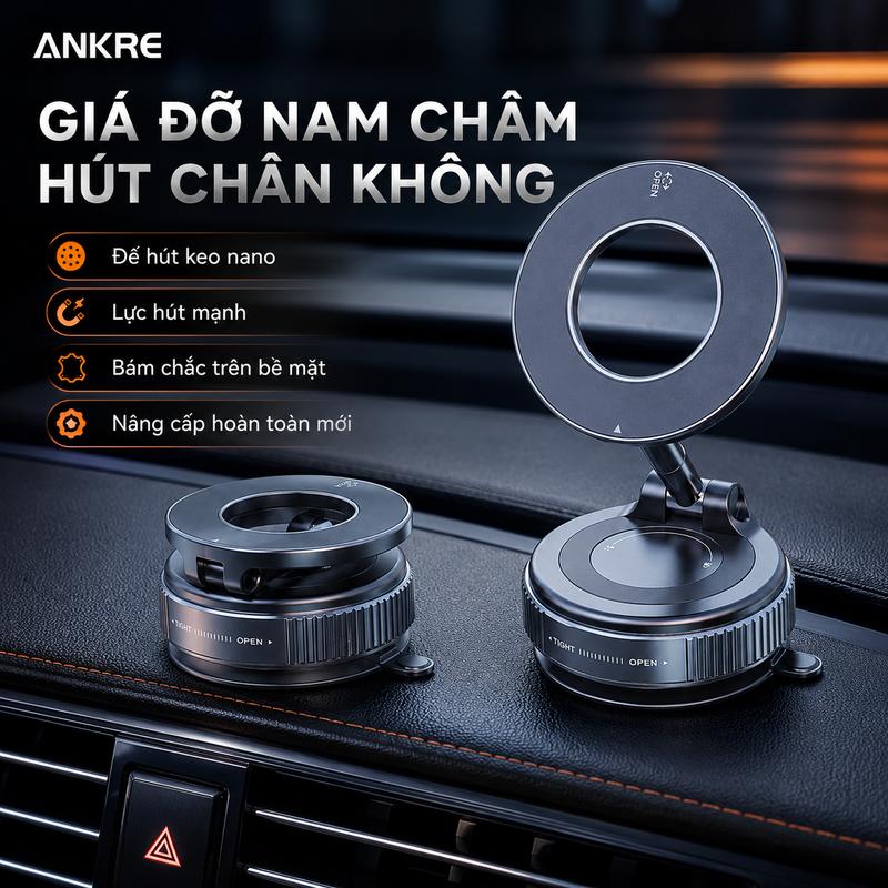 Giá đỡ điện thoại ô tô dẫn đường | Hút chân không từ tính, keo nano siêu bám, xoay 360° gấp gọn