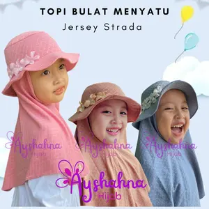 Jilbab Topi Menyatu | kerudung Topi Anak bunga 3| Hijab Instan Anak 1-8 Tahun