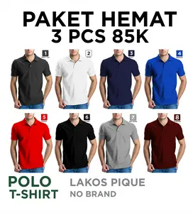 kaos Paket Hemat Pakaian Wangky 3 pcs 85K warna rondom, warna campur Lakos Shirt Polos Kerah Lakos Polos size M L XL XXL