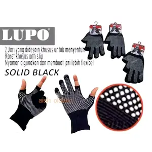 Sarung tangan anti slip half Finger 2 jari warna hitam / gloves memancing /gloves motor