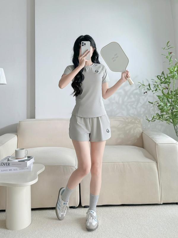 DEAL MỞ BÁN Set bộ thể thao phối LƯỚI GENZ SPORTS tập pickle ball gym,yoga,chạy bộ... áo thể thao VS quần short 2 lớp