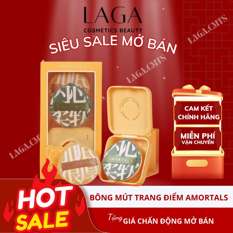 Bông Mút Trang Điểm AMORTALS 100 Size XL - Mềm Mại Đàn Hồi Cao Tặng Kèm Hộp Đựng