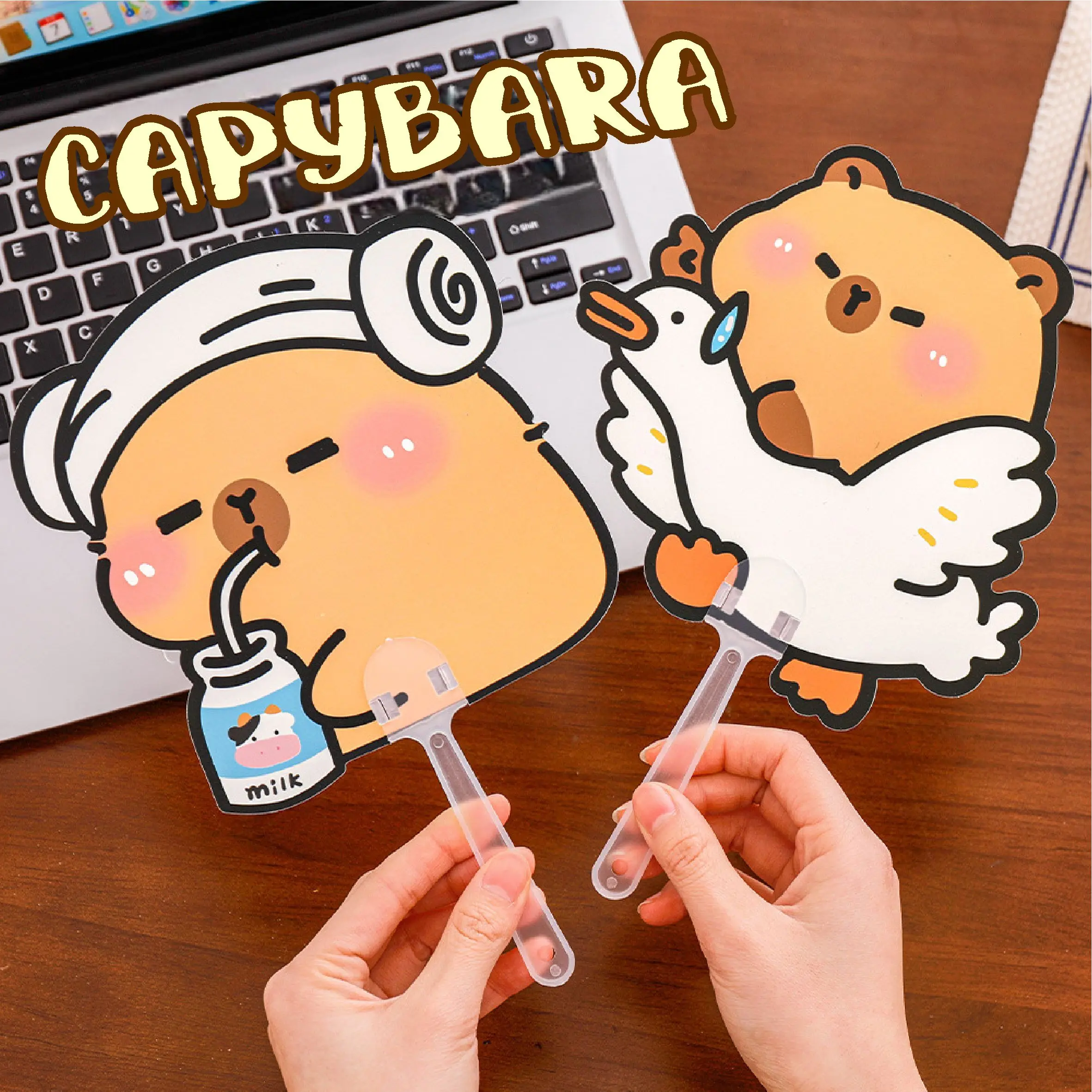 Kipas Tangan Capybara Kapibara Aesthetic Cartoon Classic Style Plastic Fan Karakter Lucu HL-SO004
