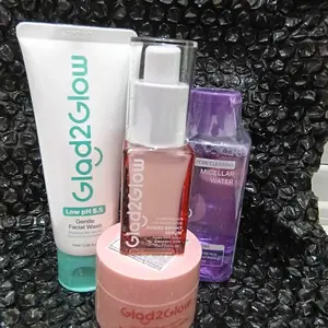 [Hemat] Glad2Glow 6in1 Super Glow Set -Niacinamide Body Serum+Niacinamide Cleaser+Brightening Moisturizer+Brightening Serum+Remover 130ml | Retinol Set For Retinol Body Serum +Moist+ Serum | Acne Set For Peeling Solution+Gel Cleanser Suitable for all skin