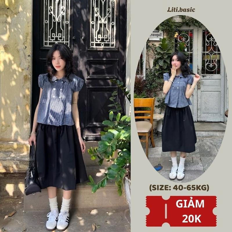 Chân váy lửng phong cách Nhật Bản form xòe nhẹ chữ A rộng, chân váy chất liệu kaki trơn basic, cạp cao, vintage hot 2026 VANISA V4N
