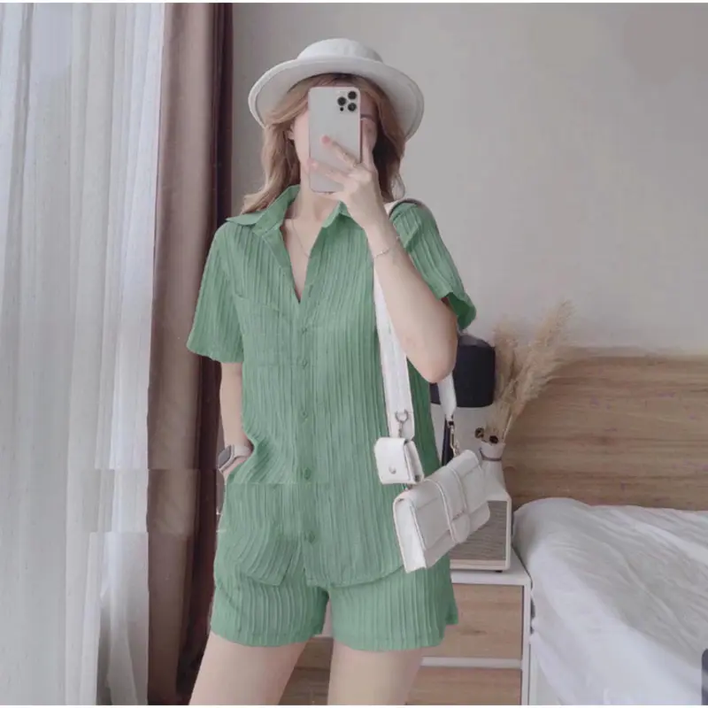 PROMO TERLARIS SETELAN KEMEJA+HOTPANS/ SETELAN KOREA/SETELAN WANITA 5