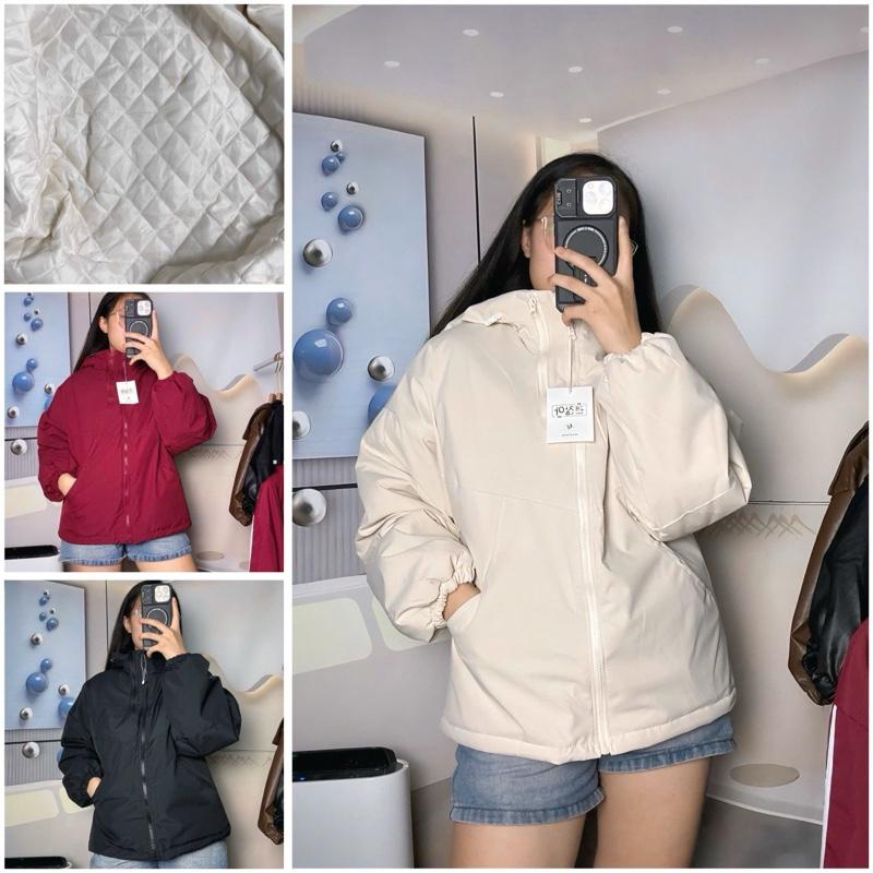 Áo Phao Trần Bông 2 Khoá Quả Trám Mũ To From Chuẩn Đẹp Giữ Ấm Cơ Thể Siêu Nhẹ